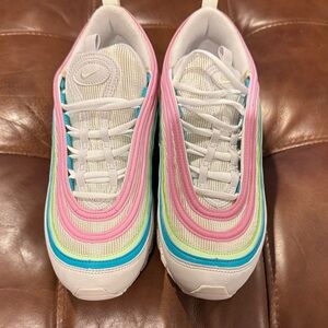 Nike Air Max 97 with Pink, Blue, and Green Accents